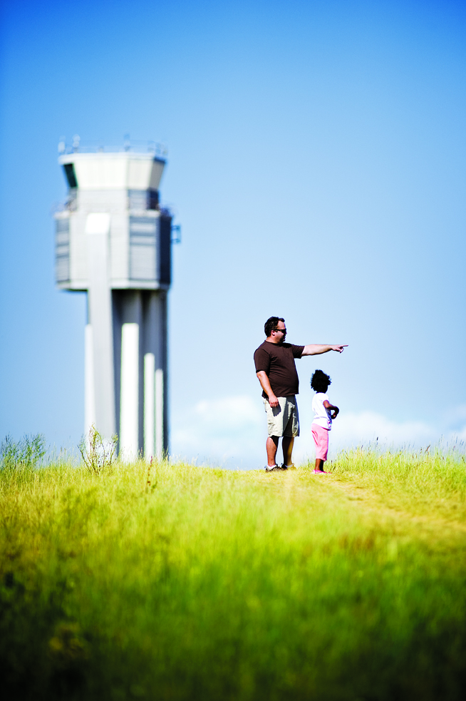 Walking in front of Control Tower