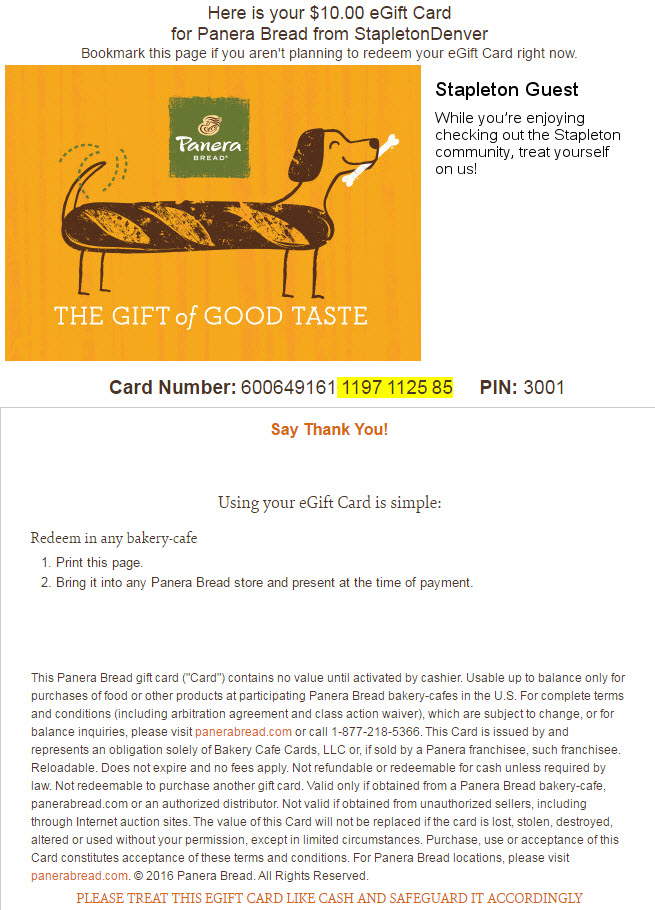 panera gift card without pin