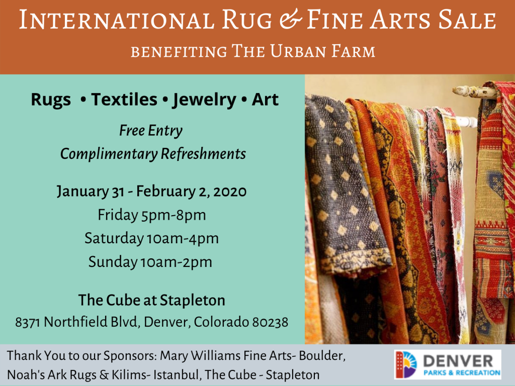 Rugs and information about an upcoming rug & fine art sale